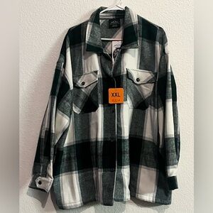 New! HFX Ladies' Shirt Jacket Button Up Size XXL Green